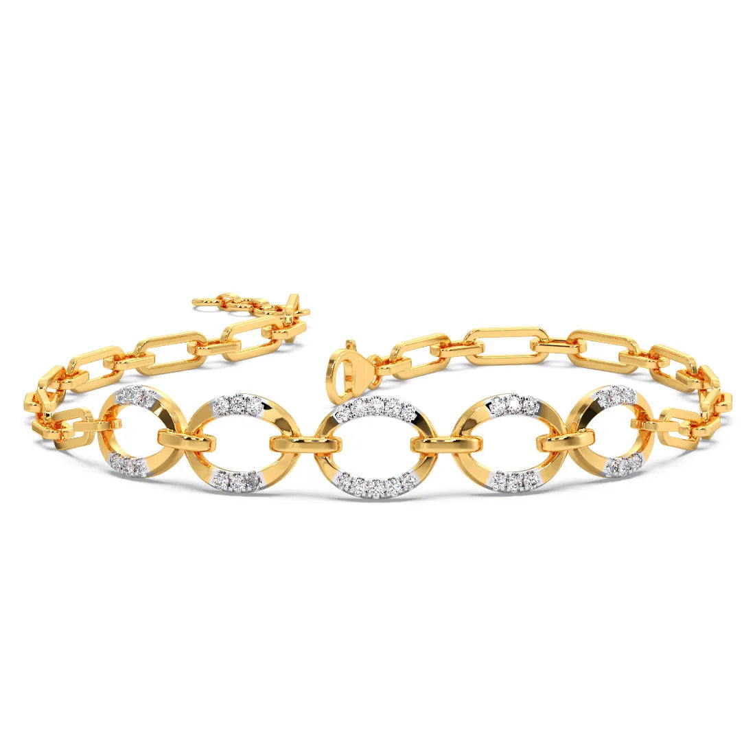 Circle Oval Enigma Diamond Chain Bracelet