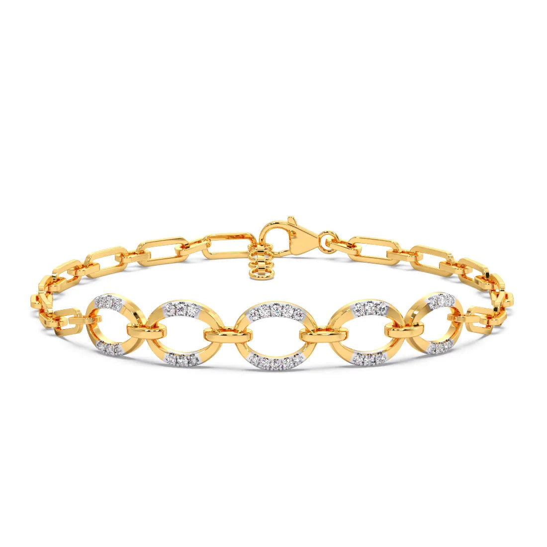 Circle Oval Enigma Diamond Chain Bracelet