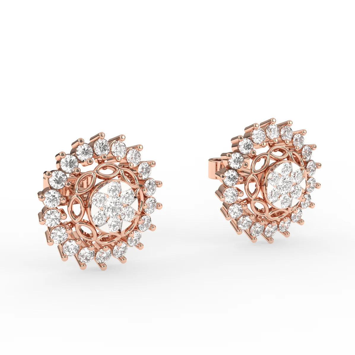 Lavi Floral Diamond Studs Earrings