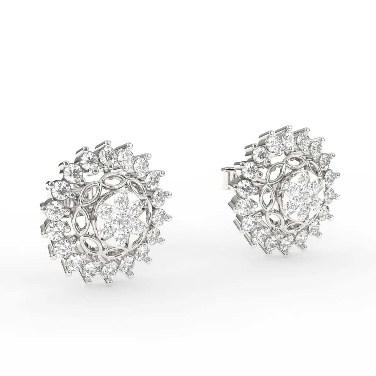 Lavi Floral Diamond Studs Earrings