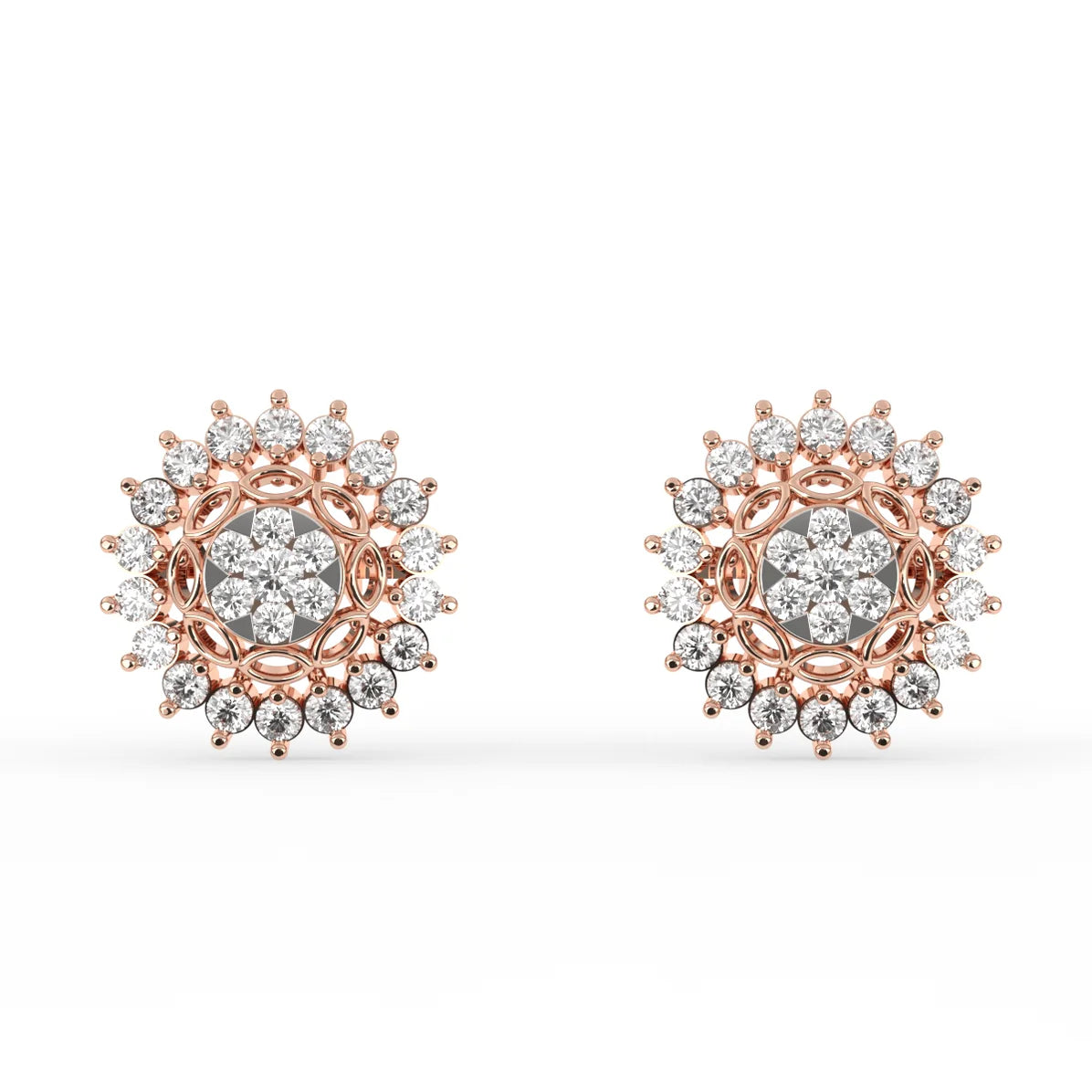 Lavi Floral Diamond Studs Earrings