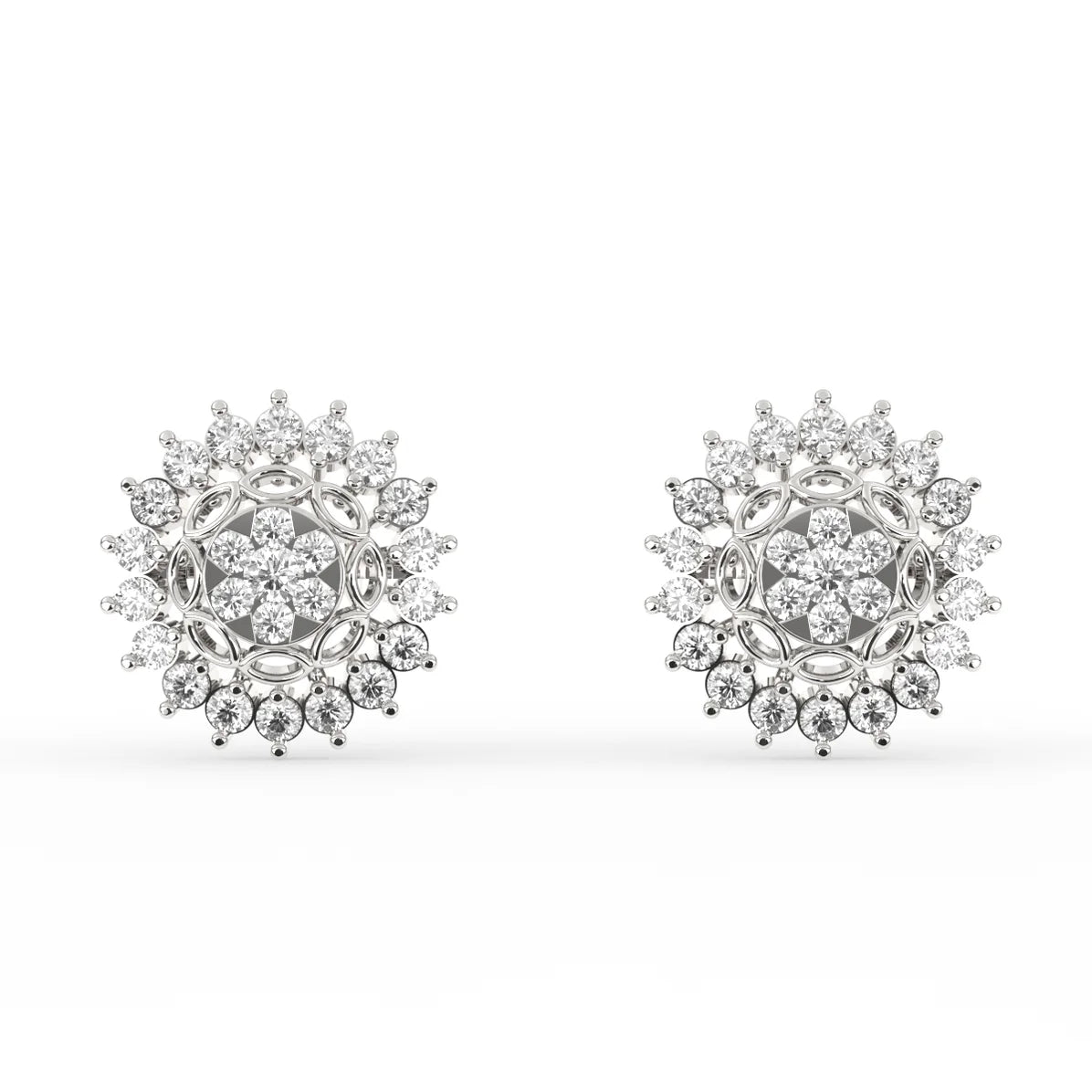 Lavi Floral Diamond Studs Earrings