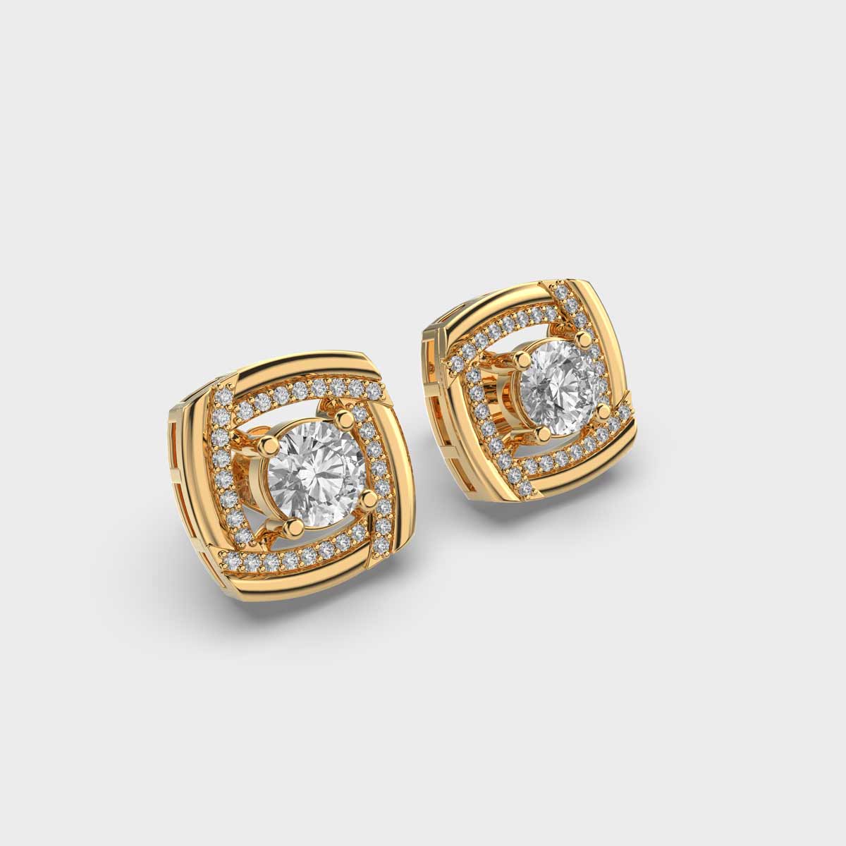 Solitaires in Square Studs EARRINGS