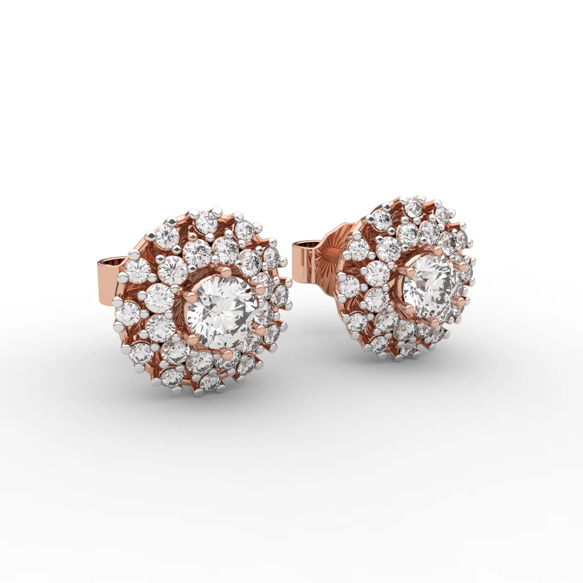 Double Halo Studs Earrings