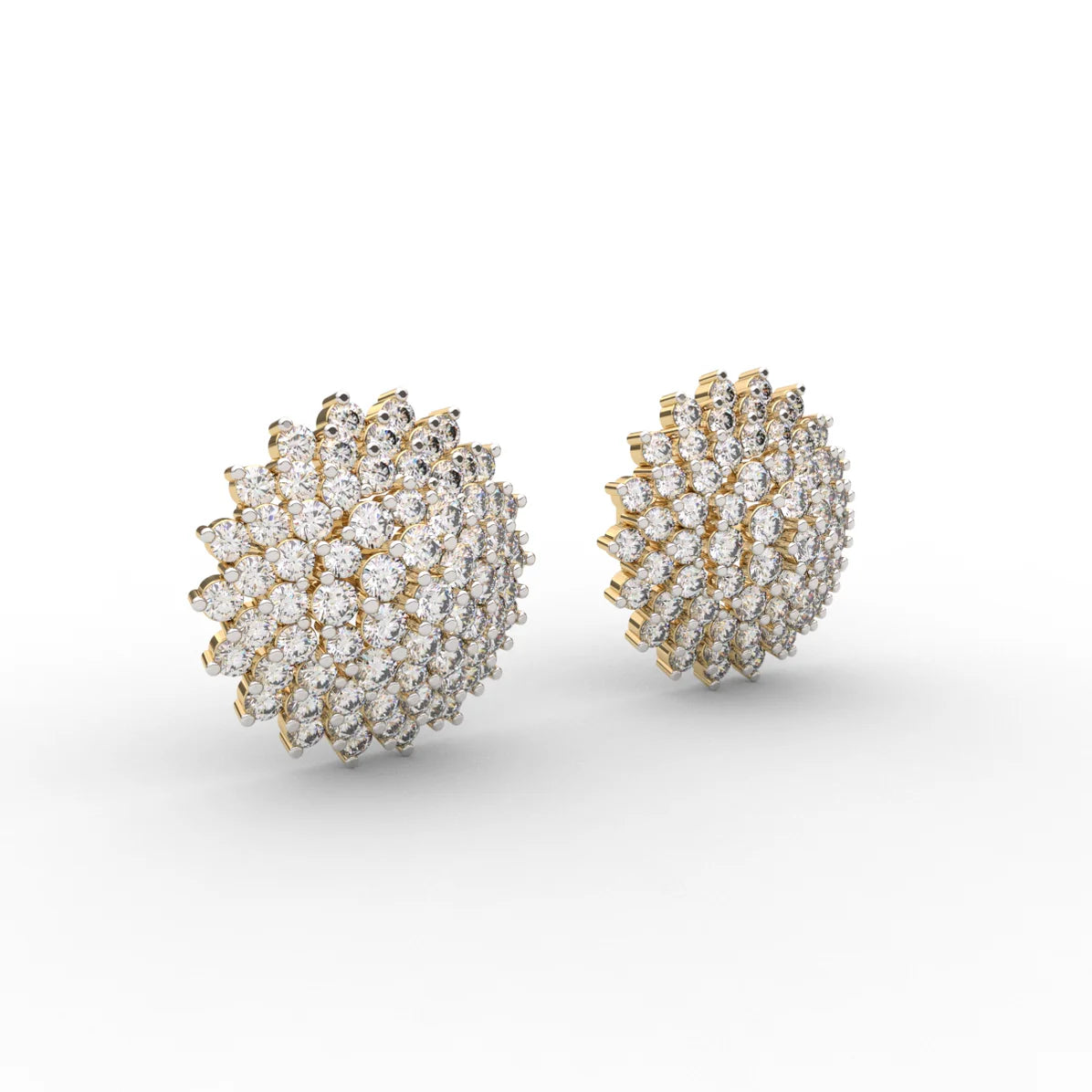 Round Pave Flower Diamond Earrings