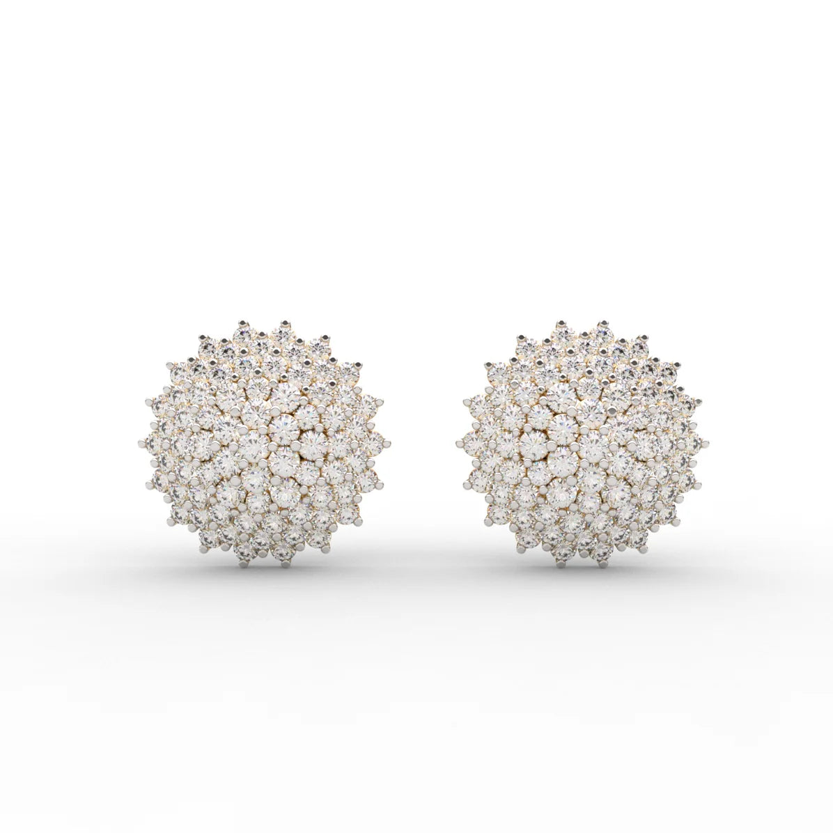 Round Pave Flower Diamond Earrings