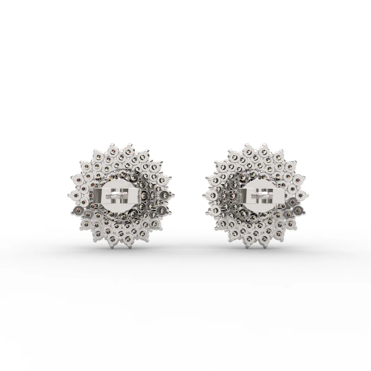 Round Pave Flower Diamond Earrings