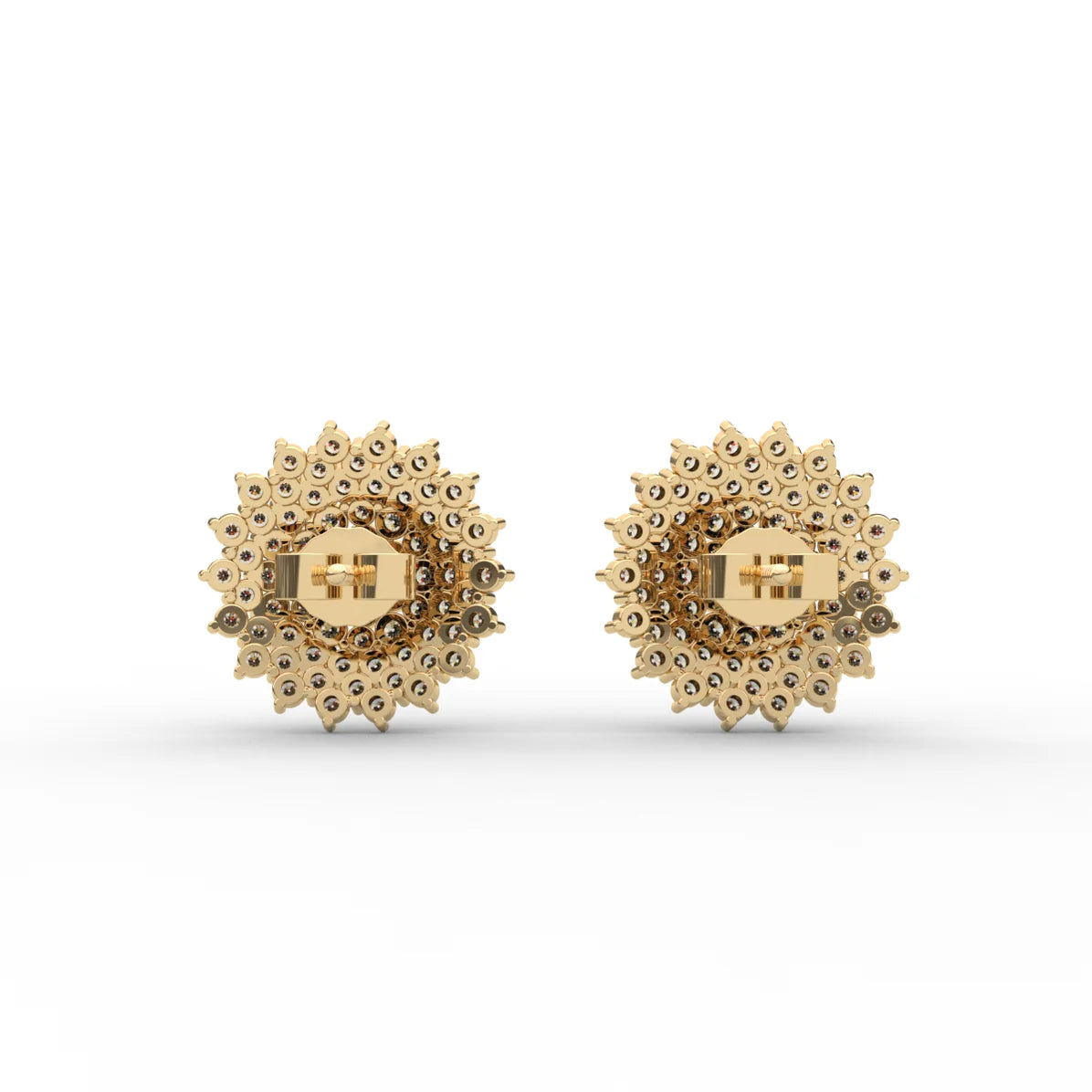 Round Pave Flower Diamond Earrings