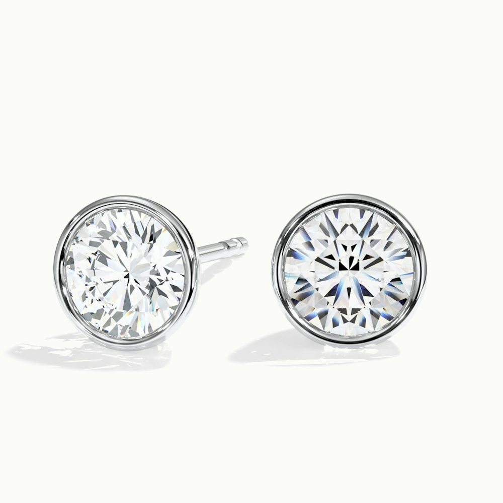 Round Bezel Rubover Diamond Earrings