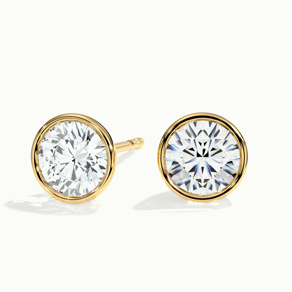 Round Bezel Rubover Diamond Earrings