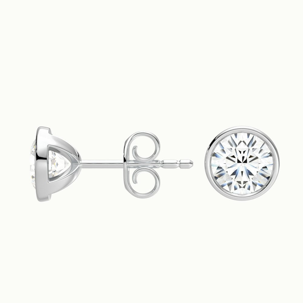 Round Bezel Rubover Diamond Earrings