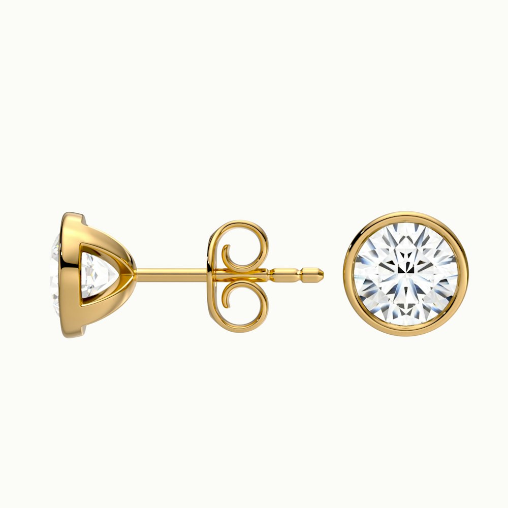 Round Bezel Rubover Diamond Earrings