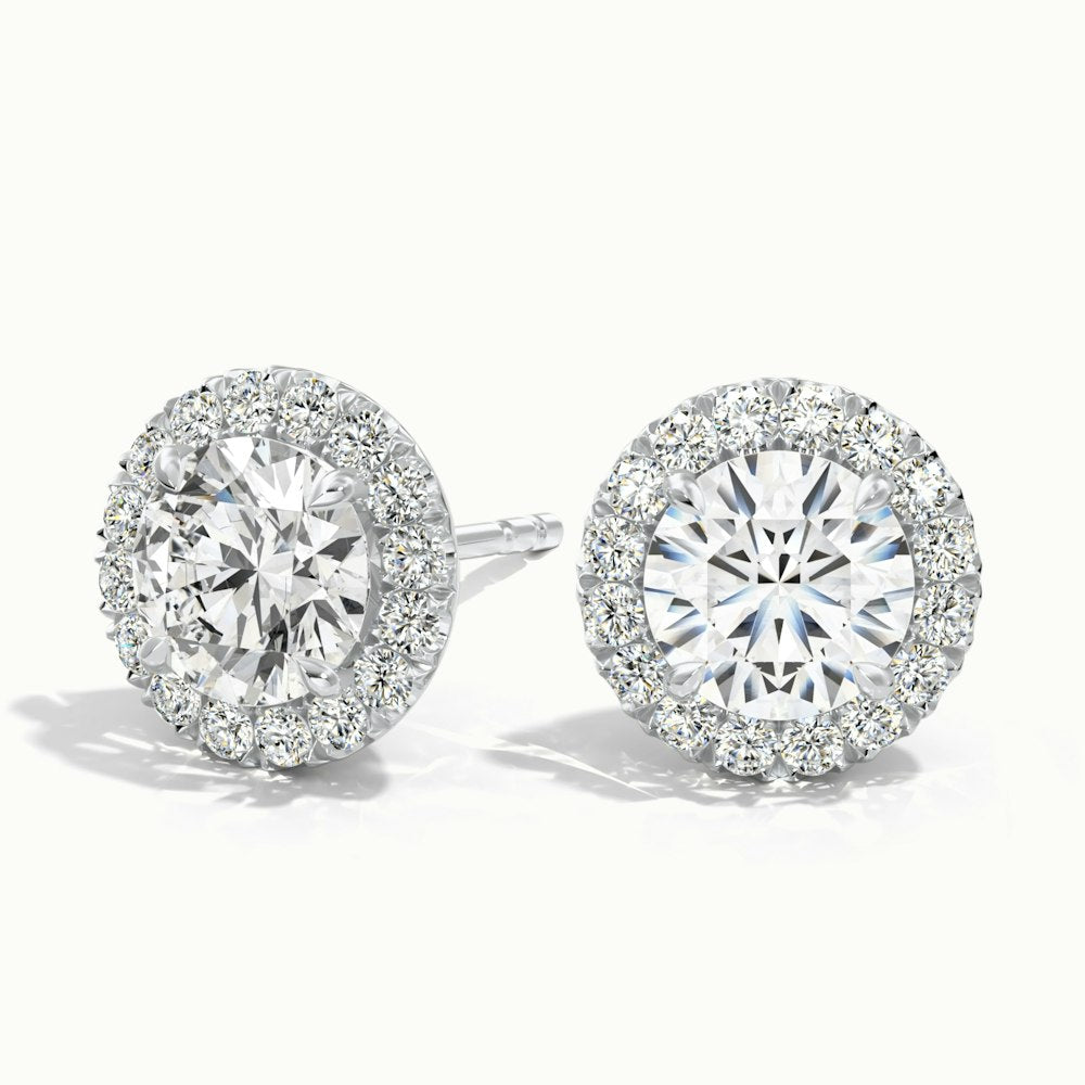 Round Halo Diamond Earrings