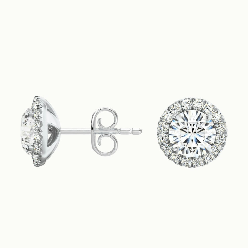 Round Halo Diamond Earrings