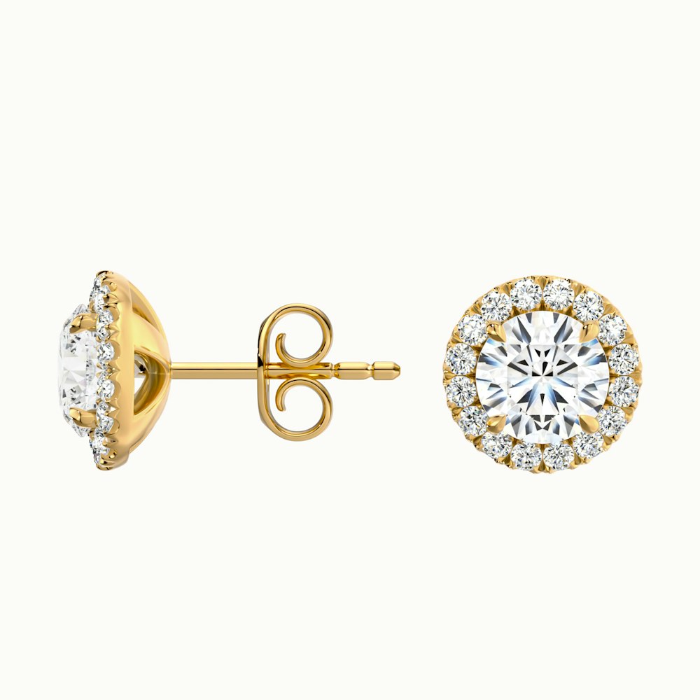 Round Halo Diamond Earrings