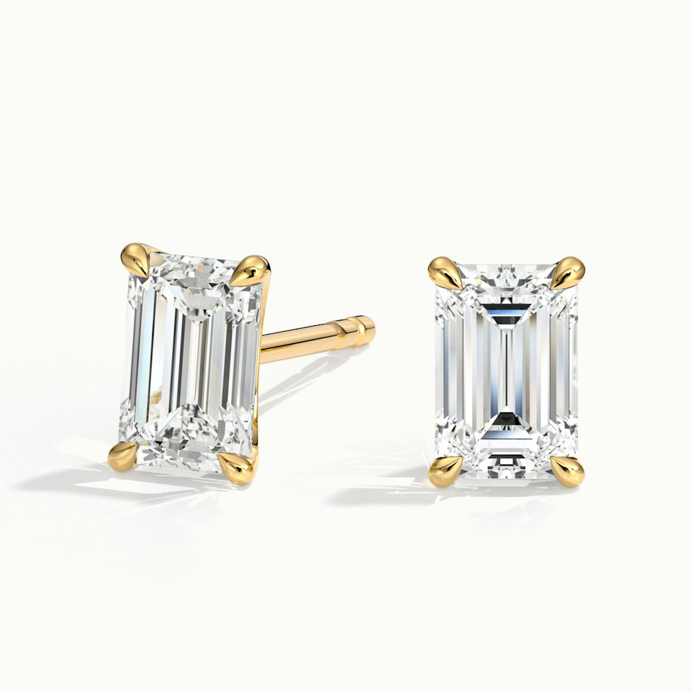 Emerald Cut Diamond Earrings