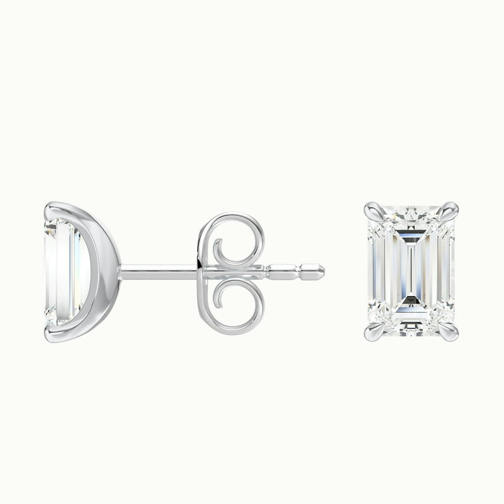 Emerald Cut Diamond Earrings