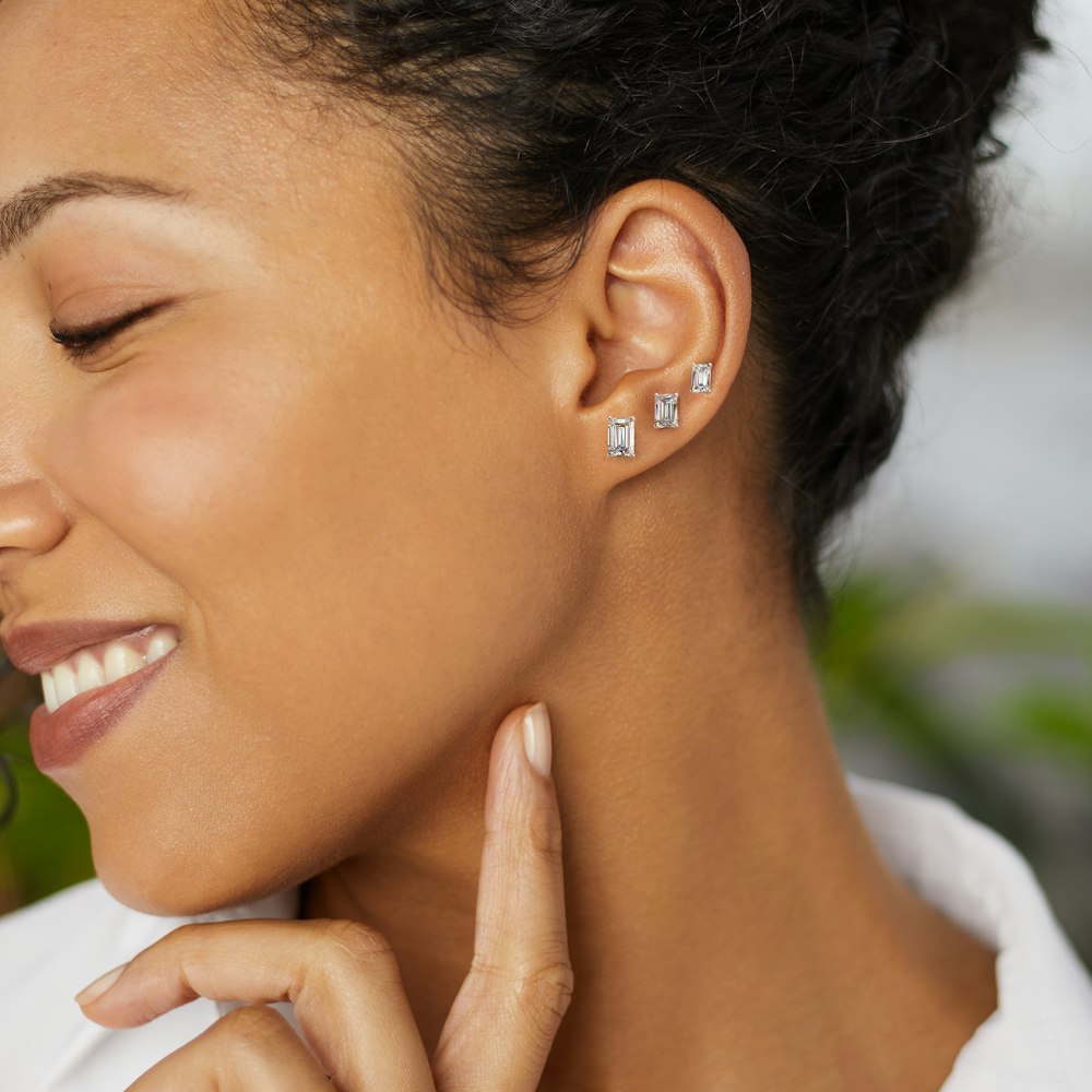 Emerald Cut Diamond Earrings