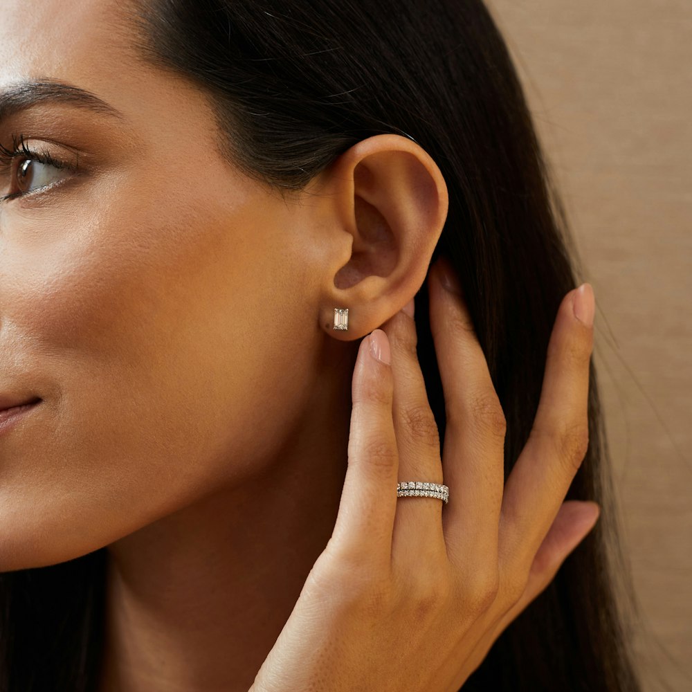 Emerald Cut Diamond Earrings