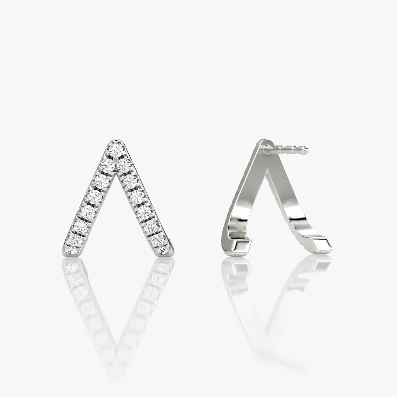 V Reversed Pavé Huggie Earrings