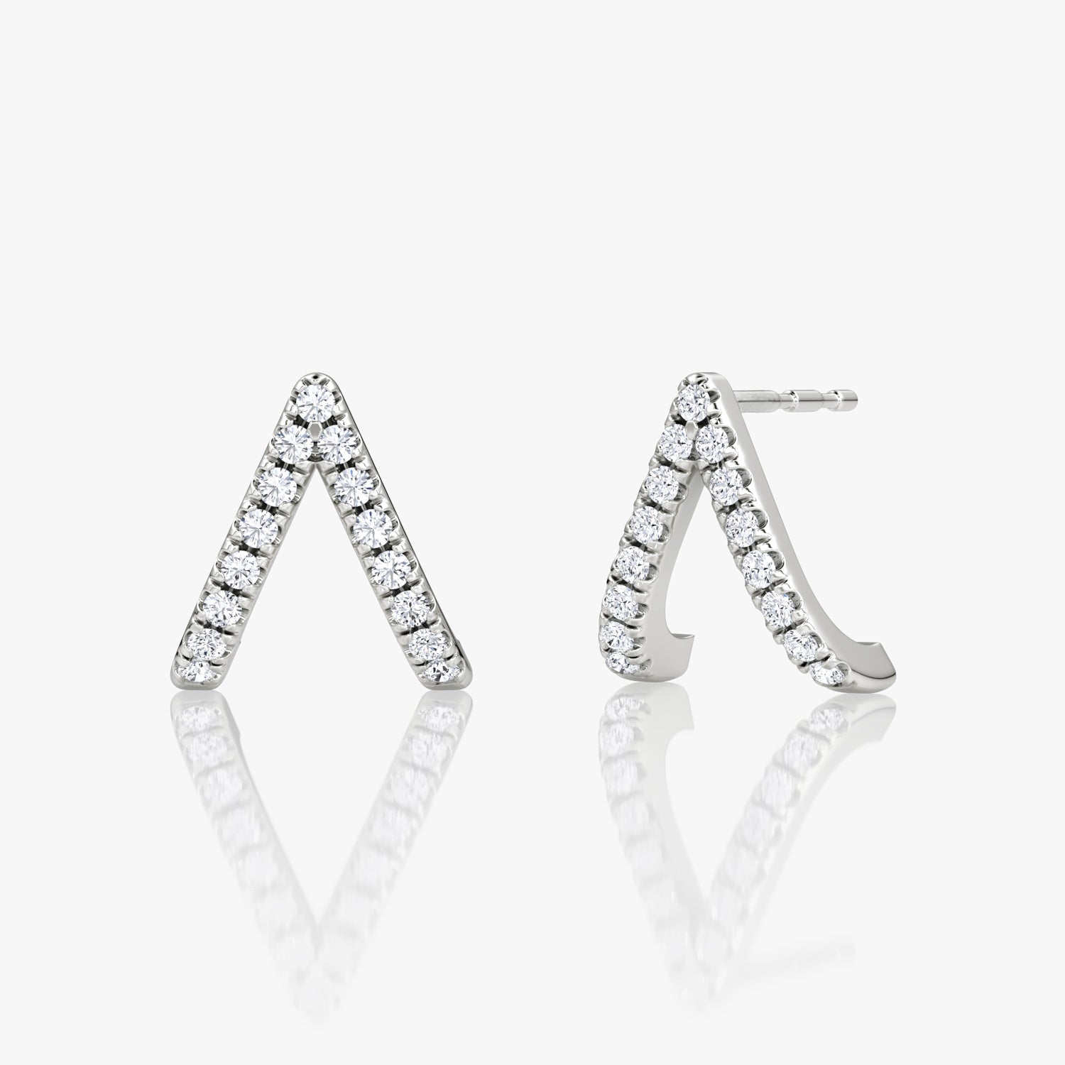 V Reversed Pavé Huggie Earrings