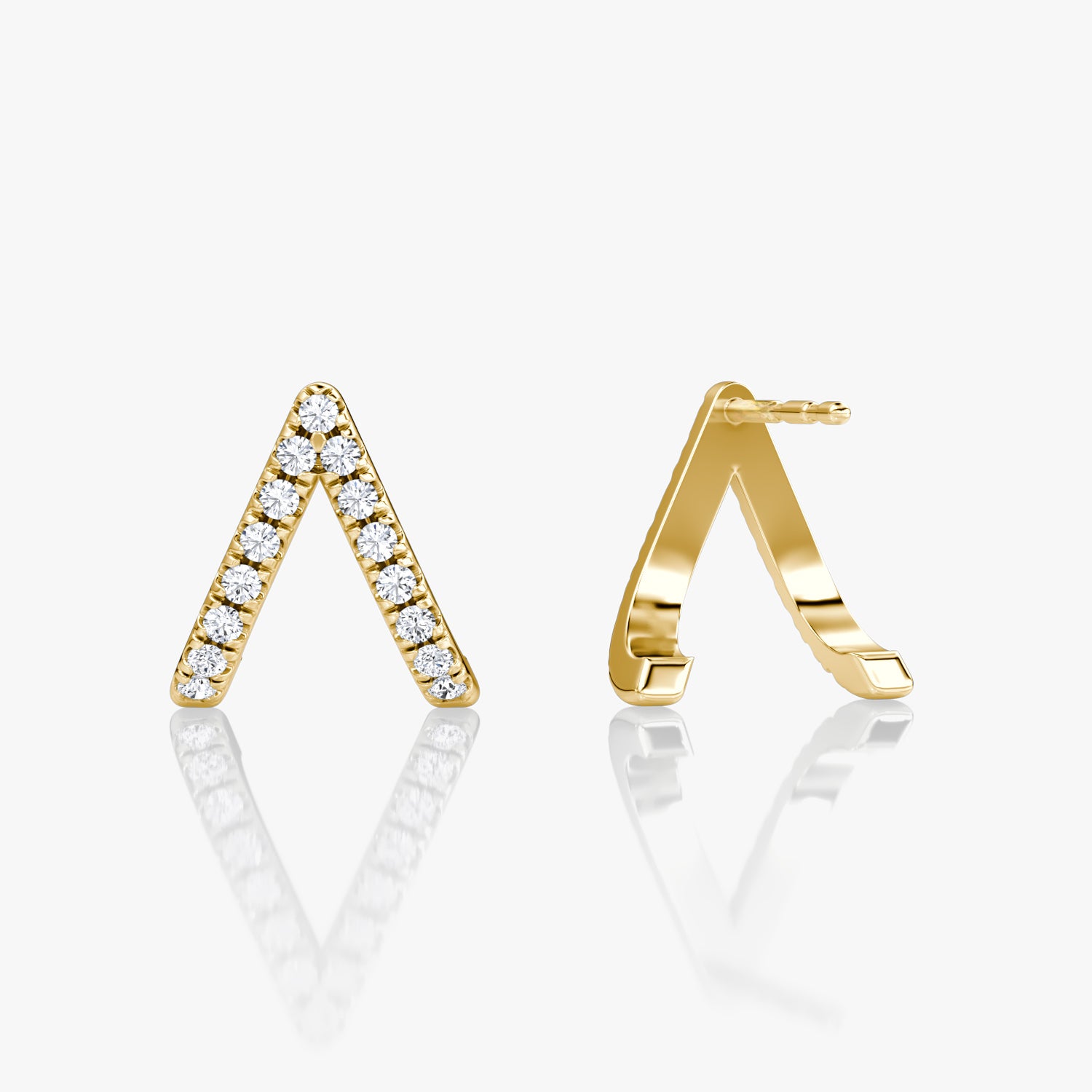 V Reversed Pavé Huggie Earrings