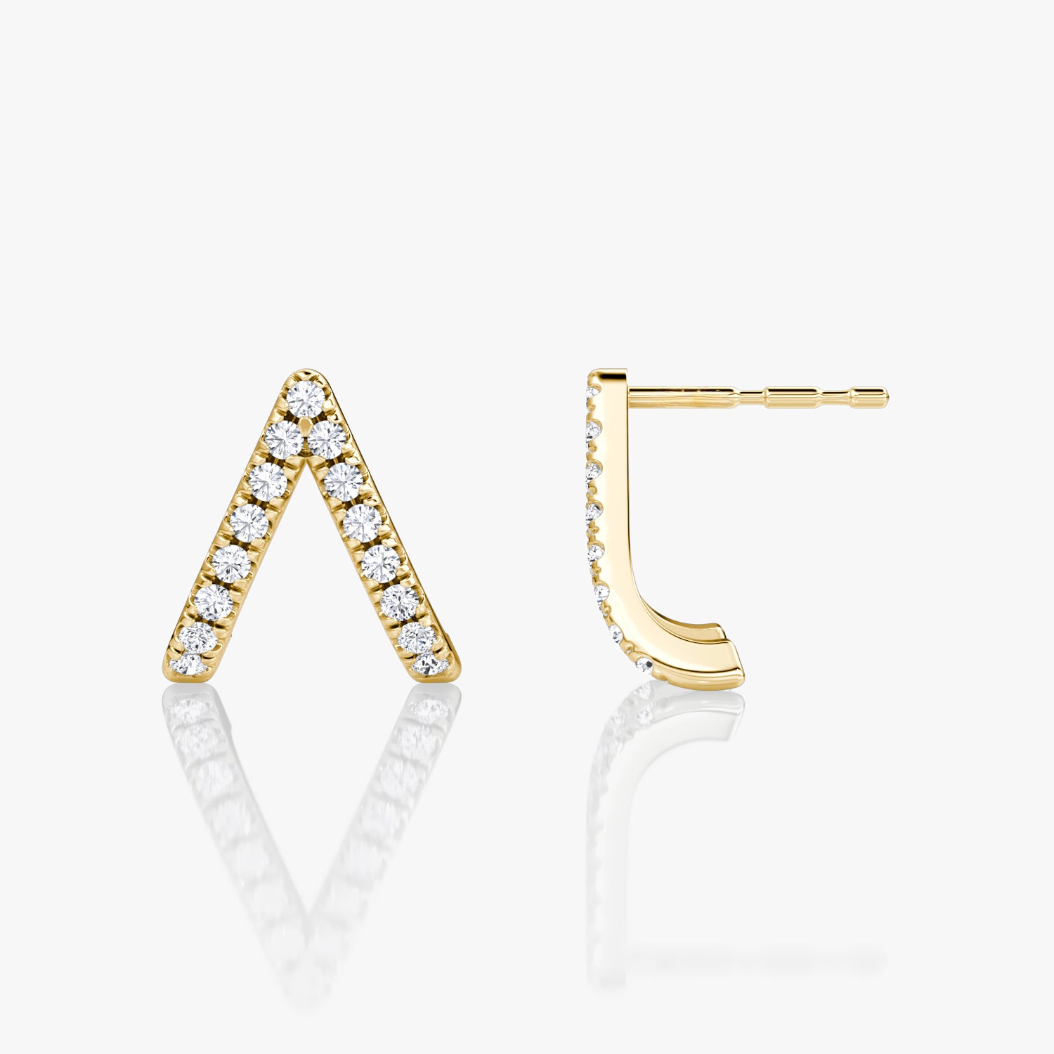 V Reversed Pavé Huggie Earrings