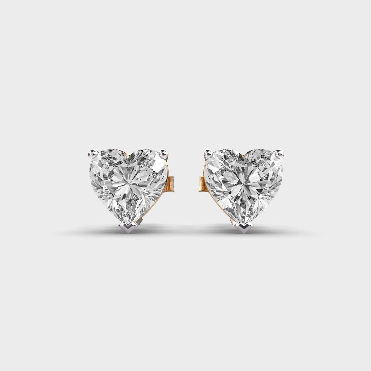 1 Carat Heart Solitaire Studs