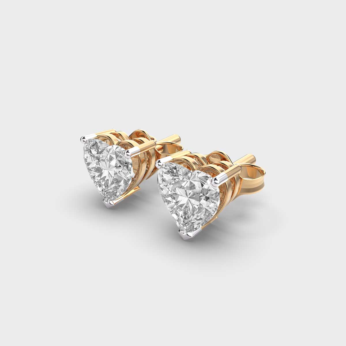 1 Carat Heart Solitaire Studs