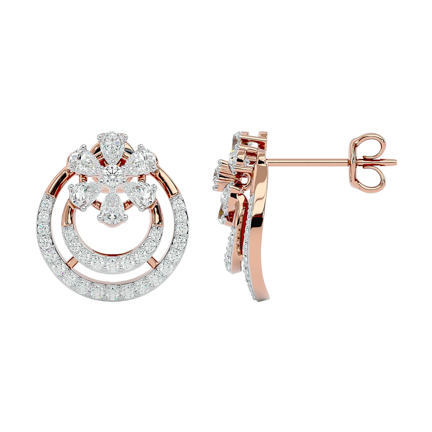 Edna Swirling Diamond Stud Earrings