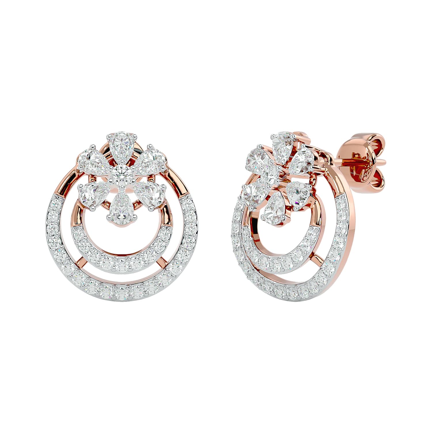 Edna Swirling Diamond Stud Earrings