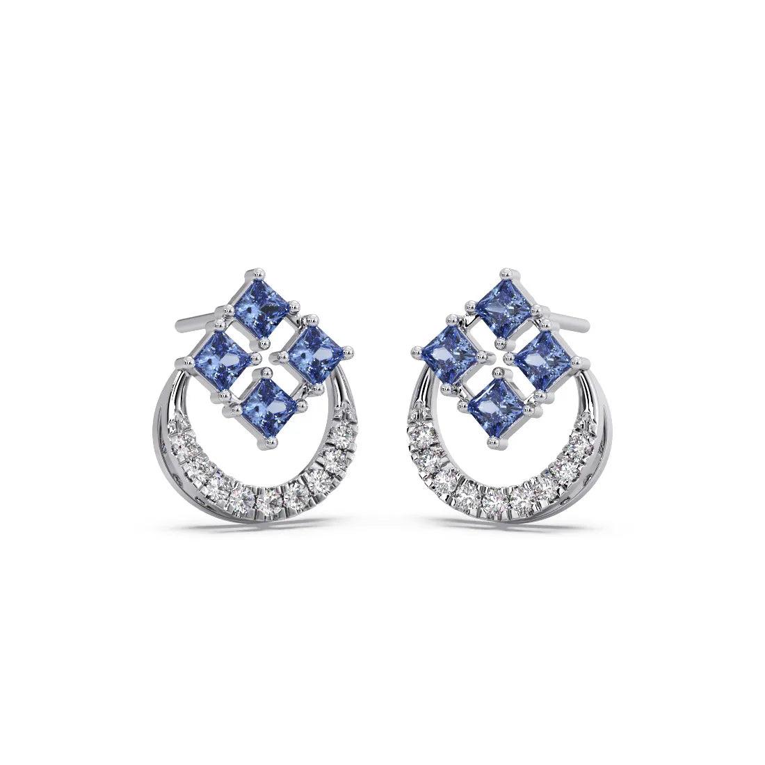 Azure Haze Diamond Stud Earrings