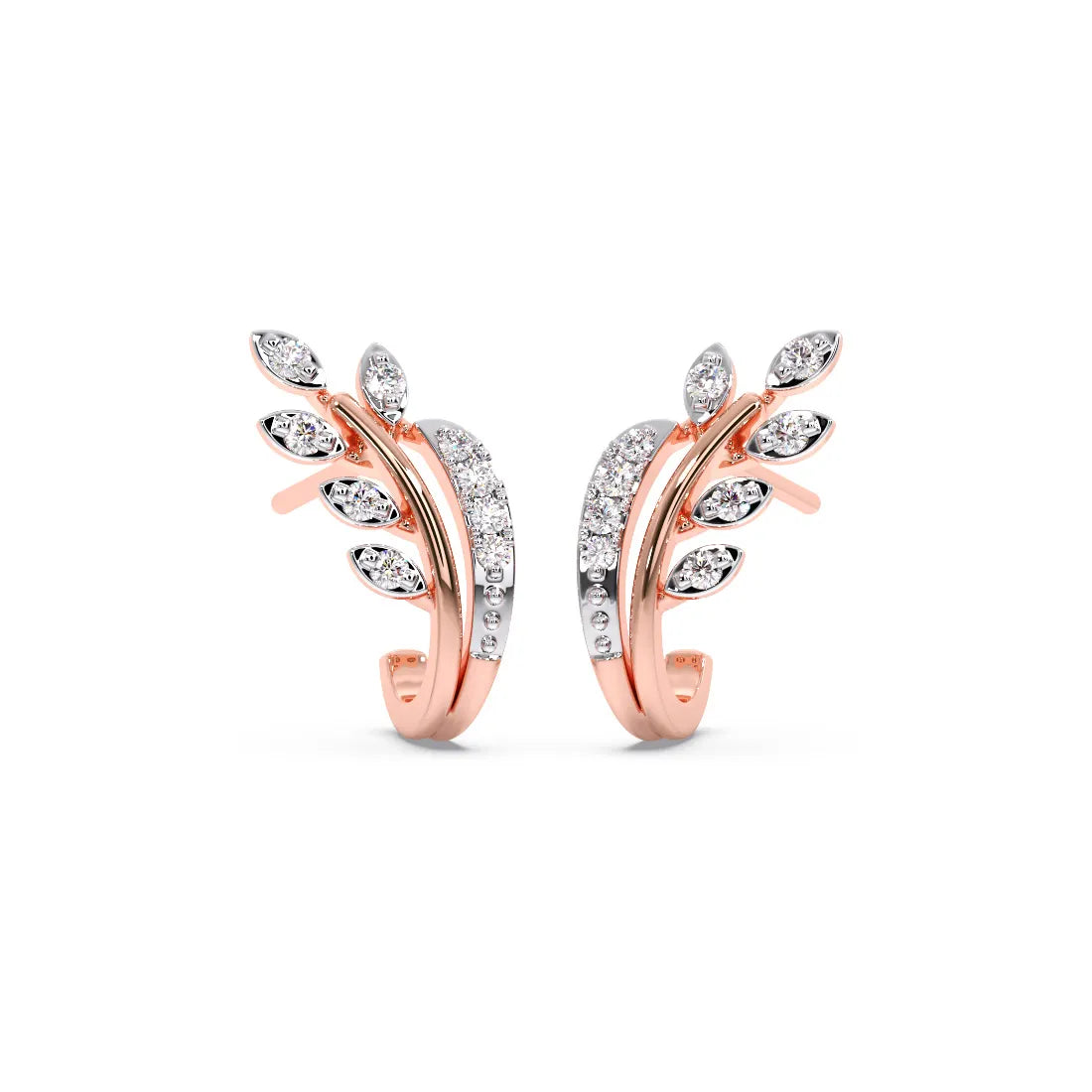 Floral Diamond Hoop Earrings