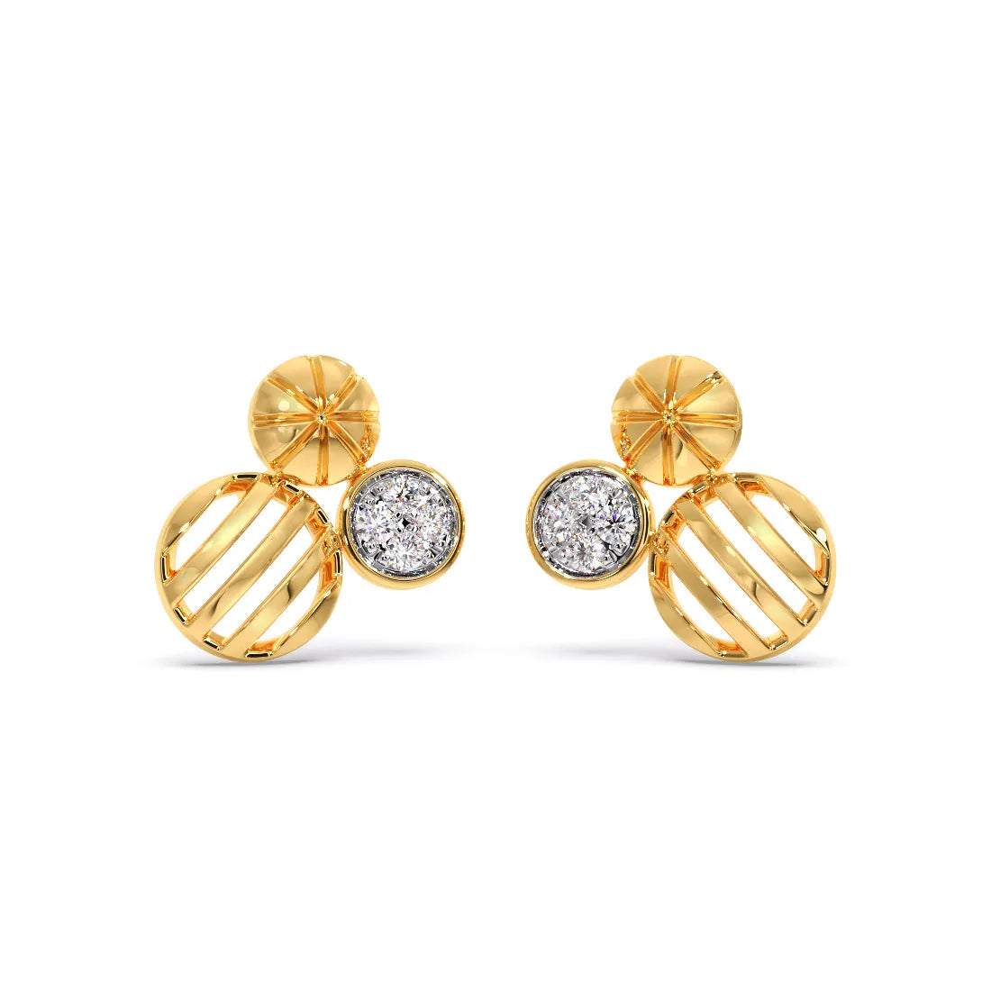 Trio Circle Diamond Stud Earrings