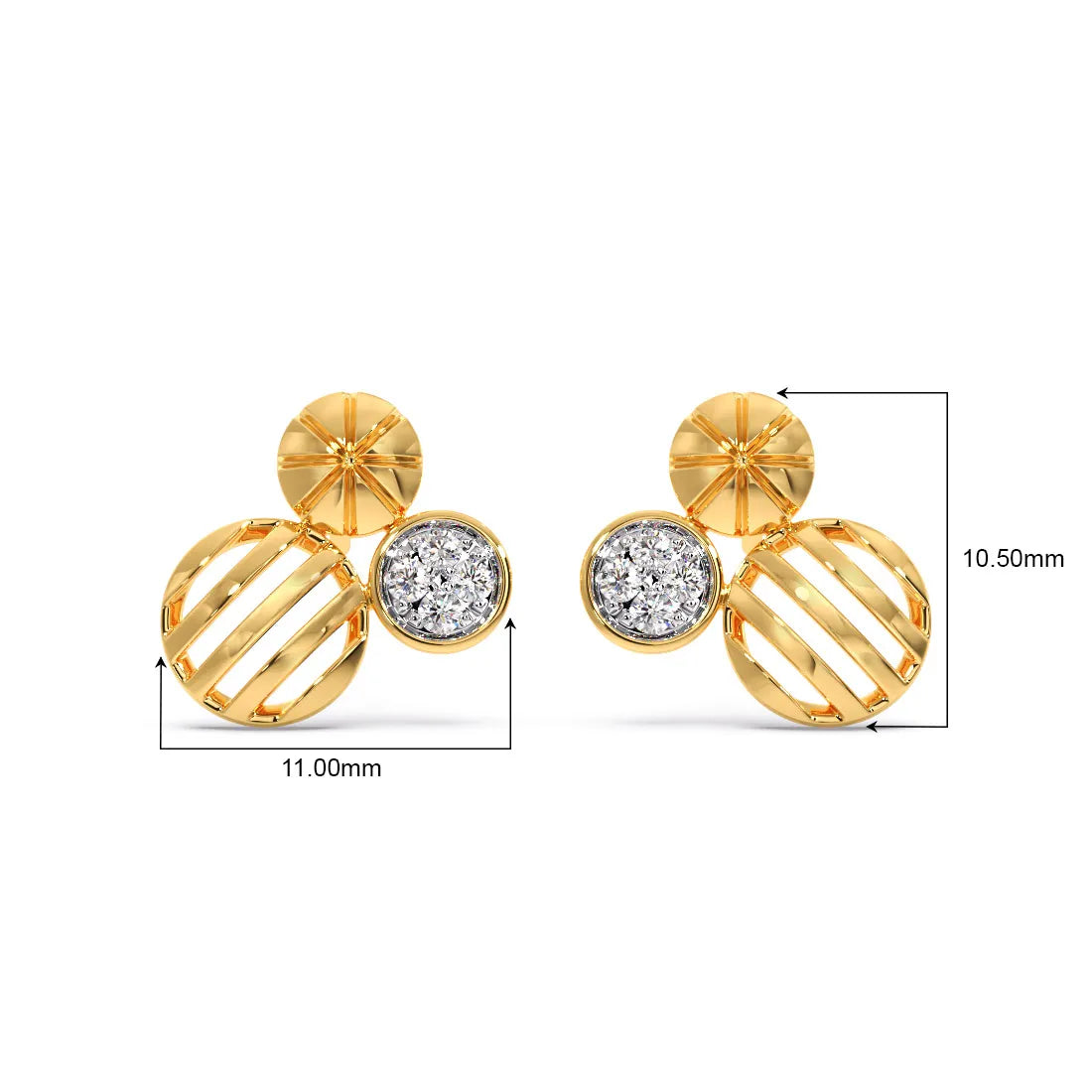 Trio Circle Diamond Stud Earrings