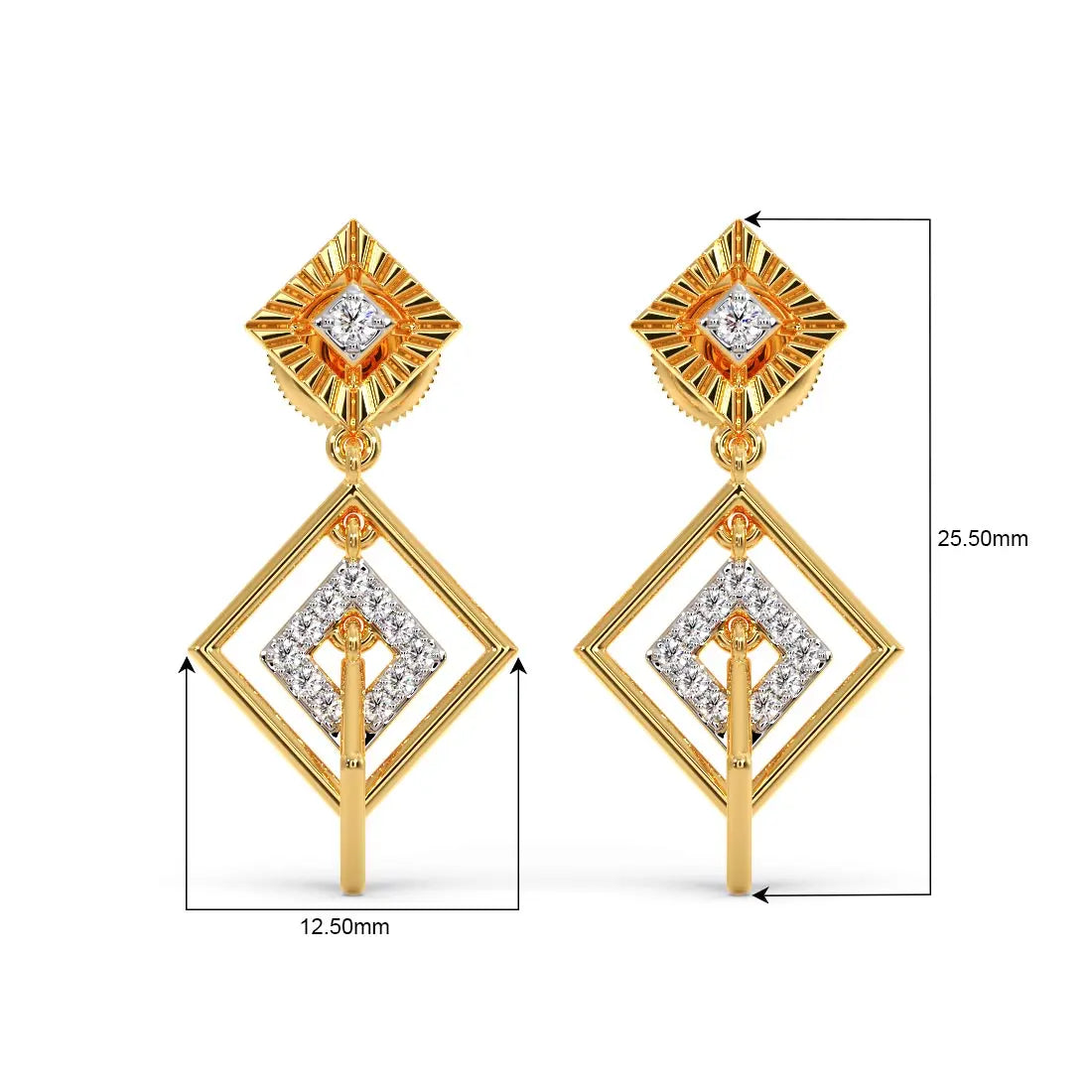 Fantasy Squares Diamond Dangle Earrings