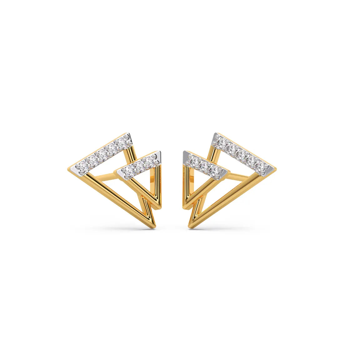 Three triangle Diamond Stud Earrings