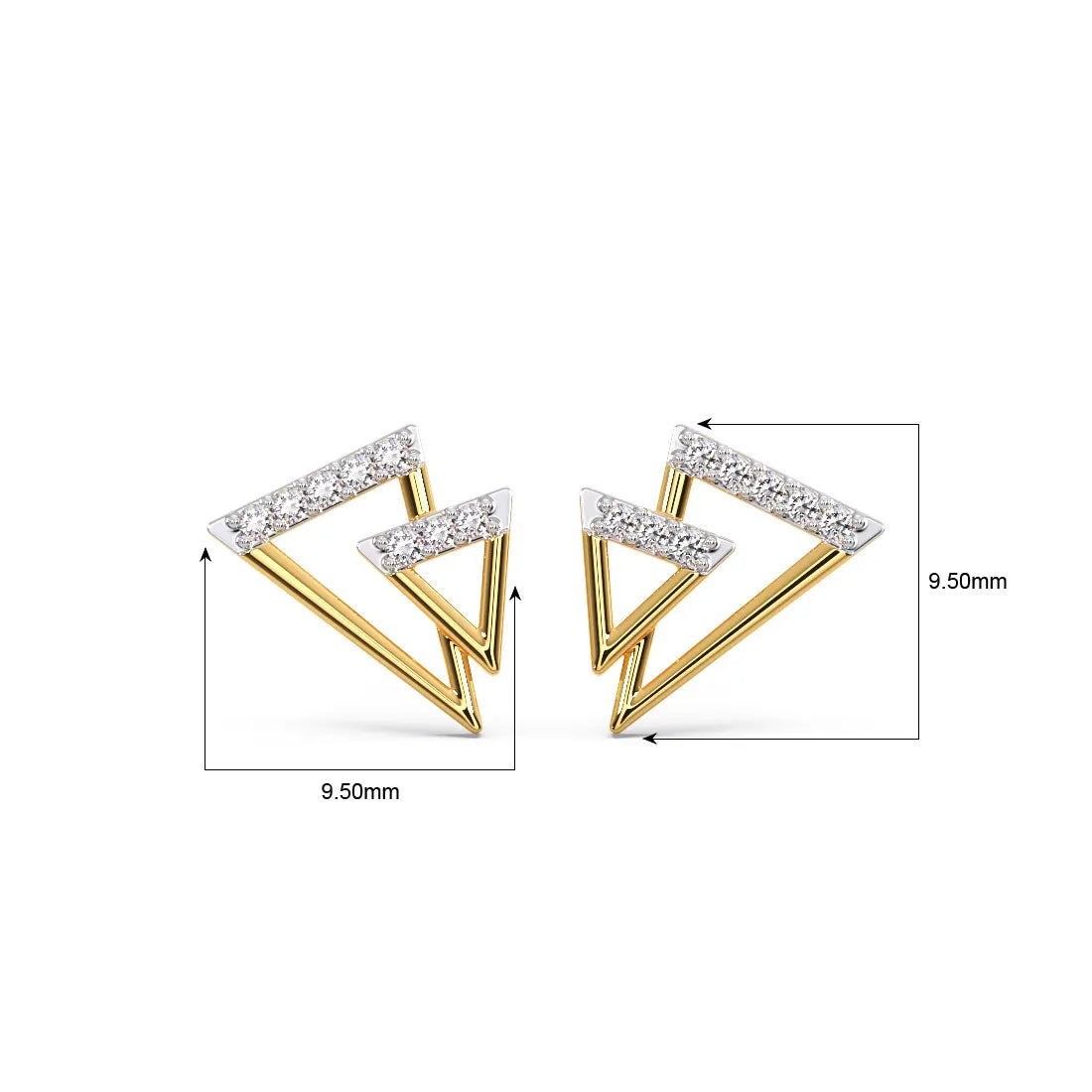 Three triangle Diamond Stud Earrings