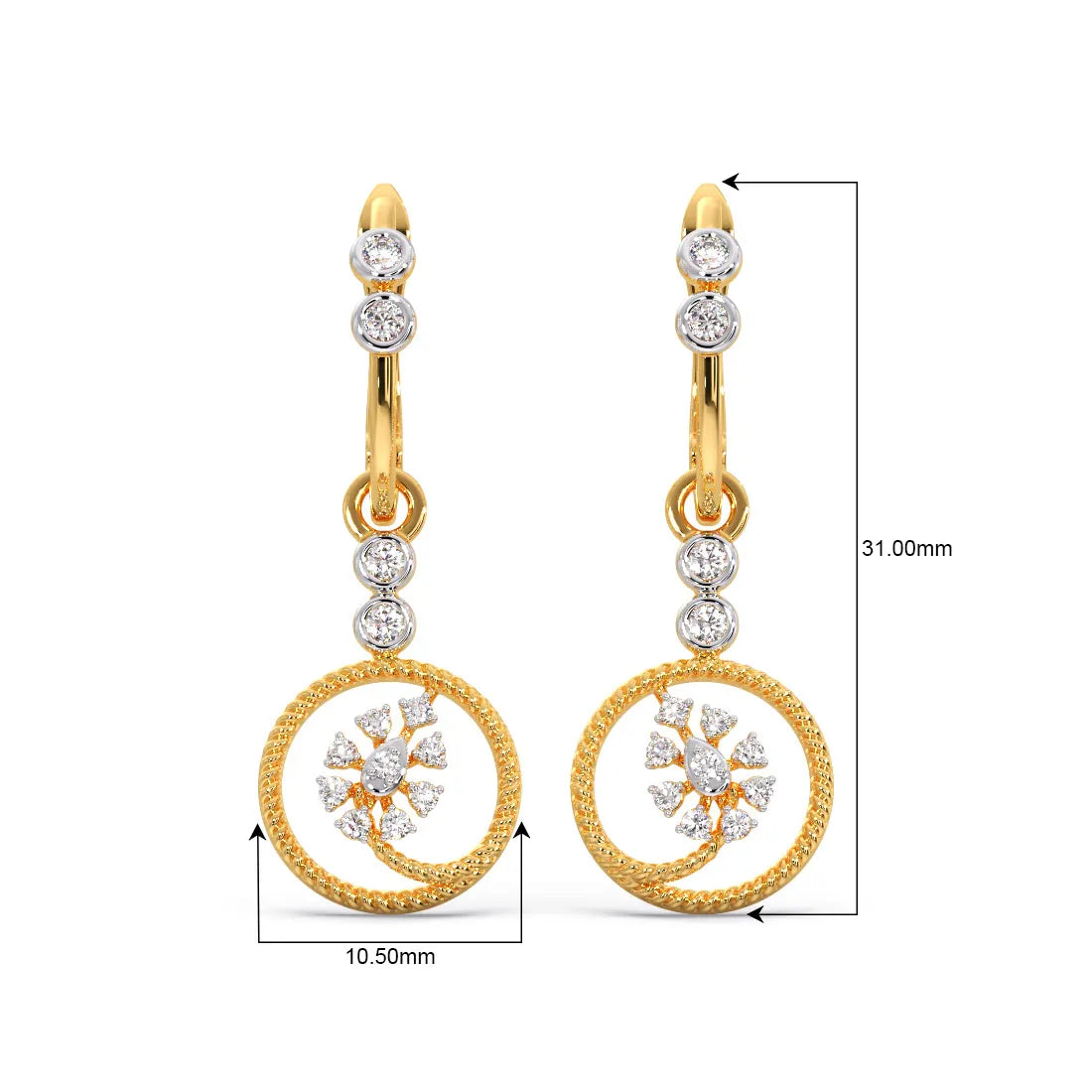 Petal Unfolds Diamond Dangle Earrings