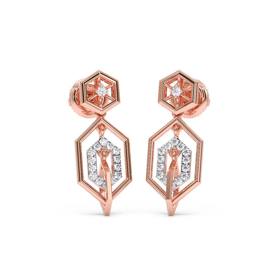 Nexagon Symmetries Diamond Earrings