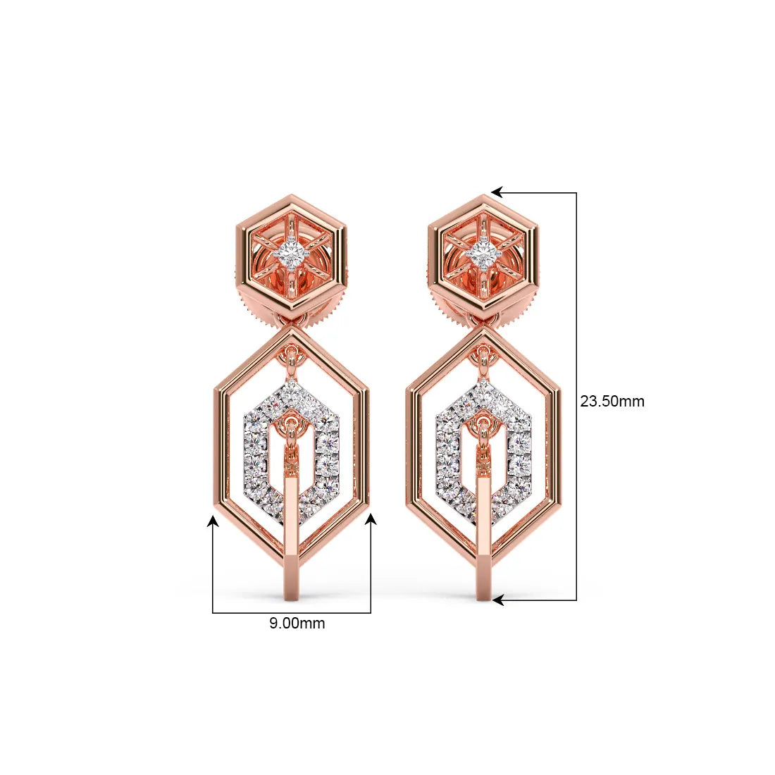 Nexagon Symmetries Diamond Earrings