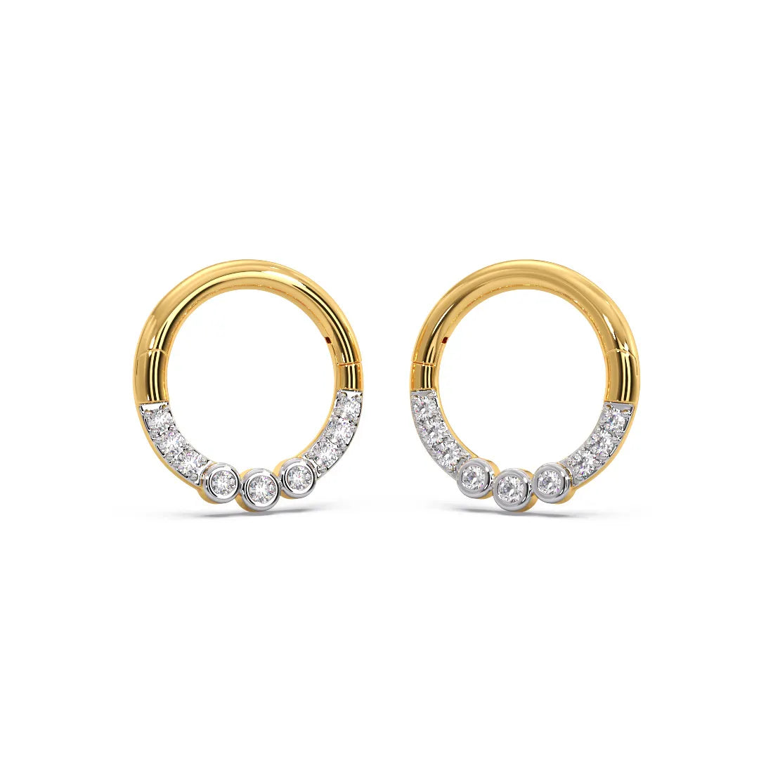 Ringed Diamond Hoops Earrings