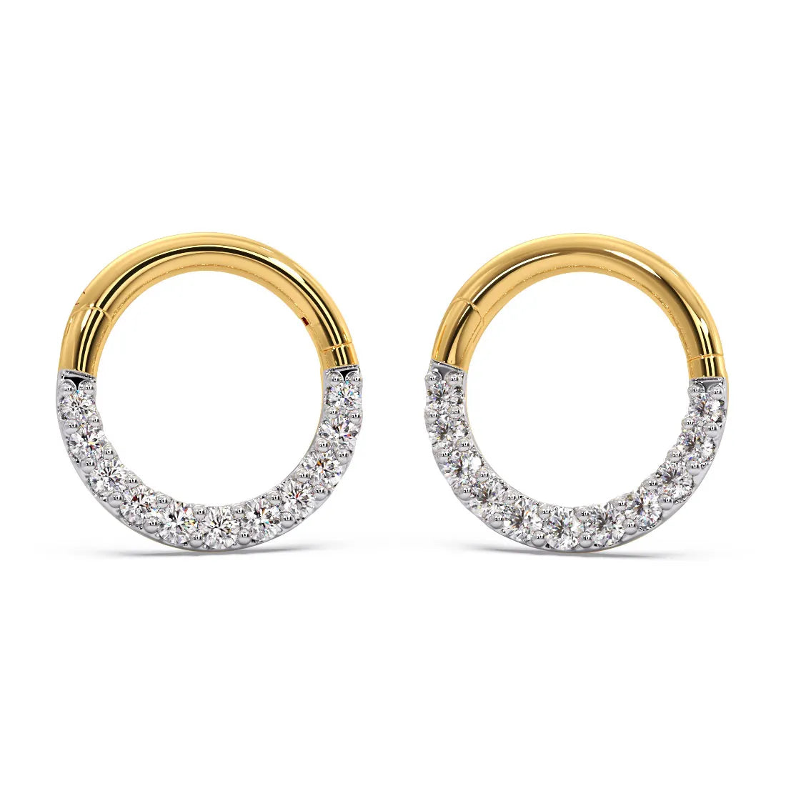 Ringed Clicker Diamond Hoops Earrings