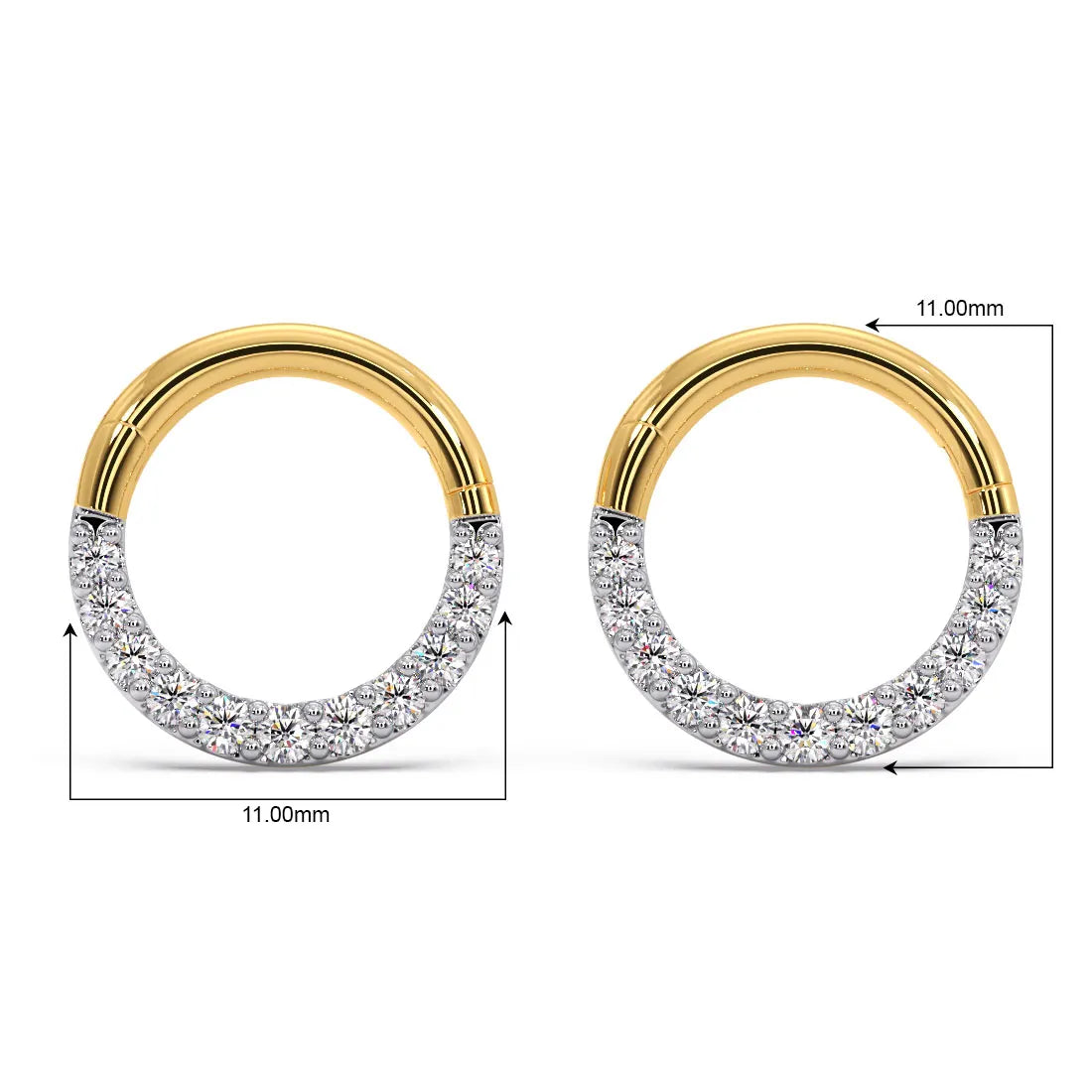 Ringed Clicker Diamond Hoops Earrings