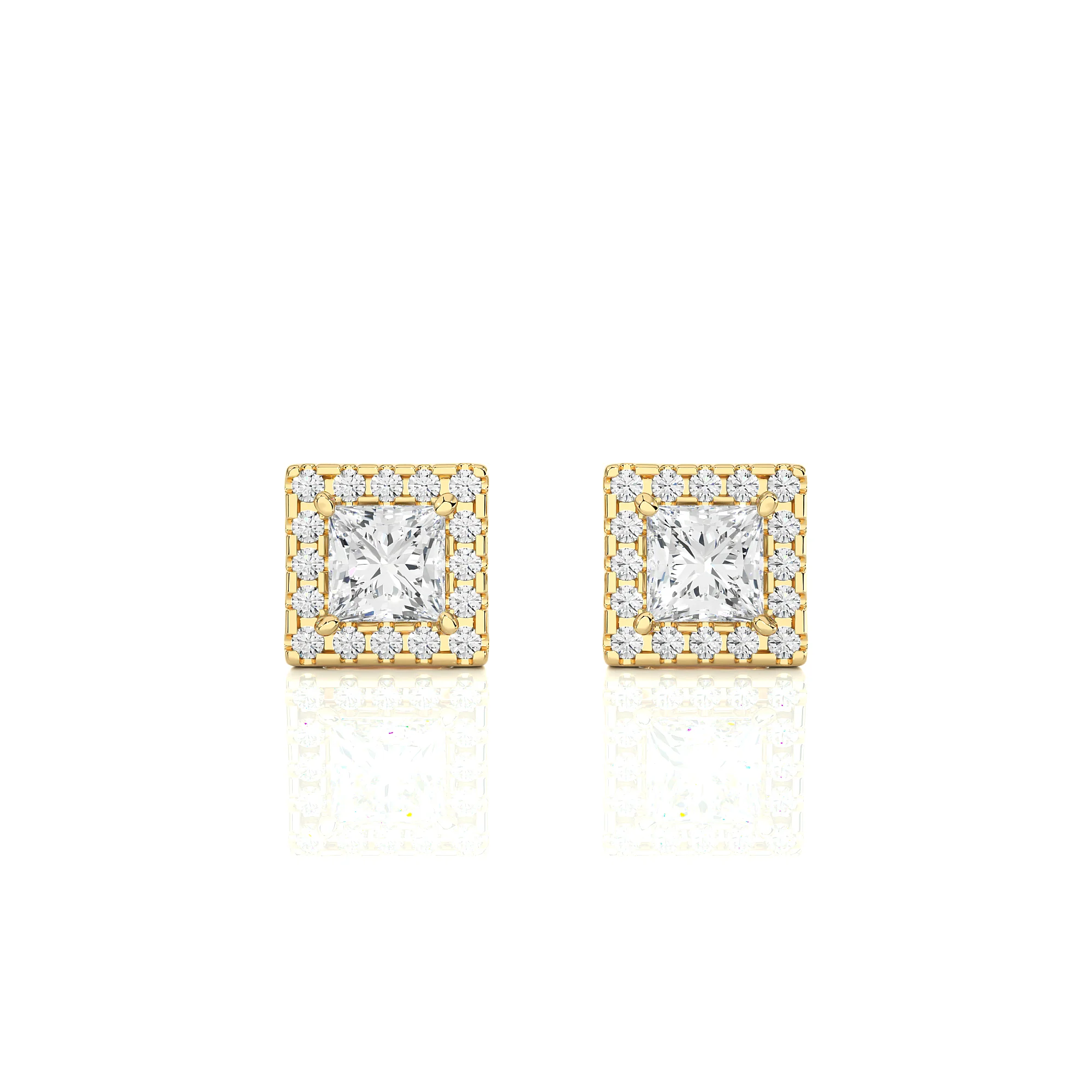 0.75 Carat Princess Cut Halo Studs Earrings