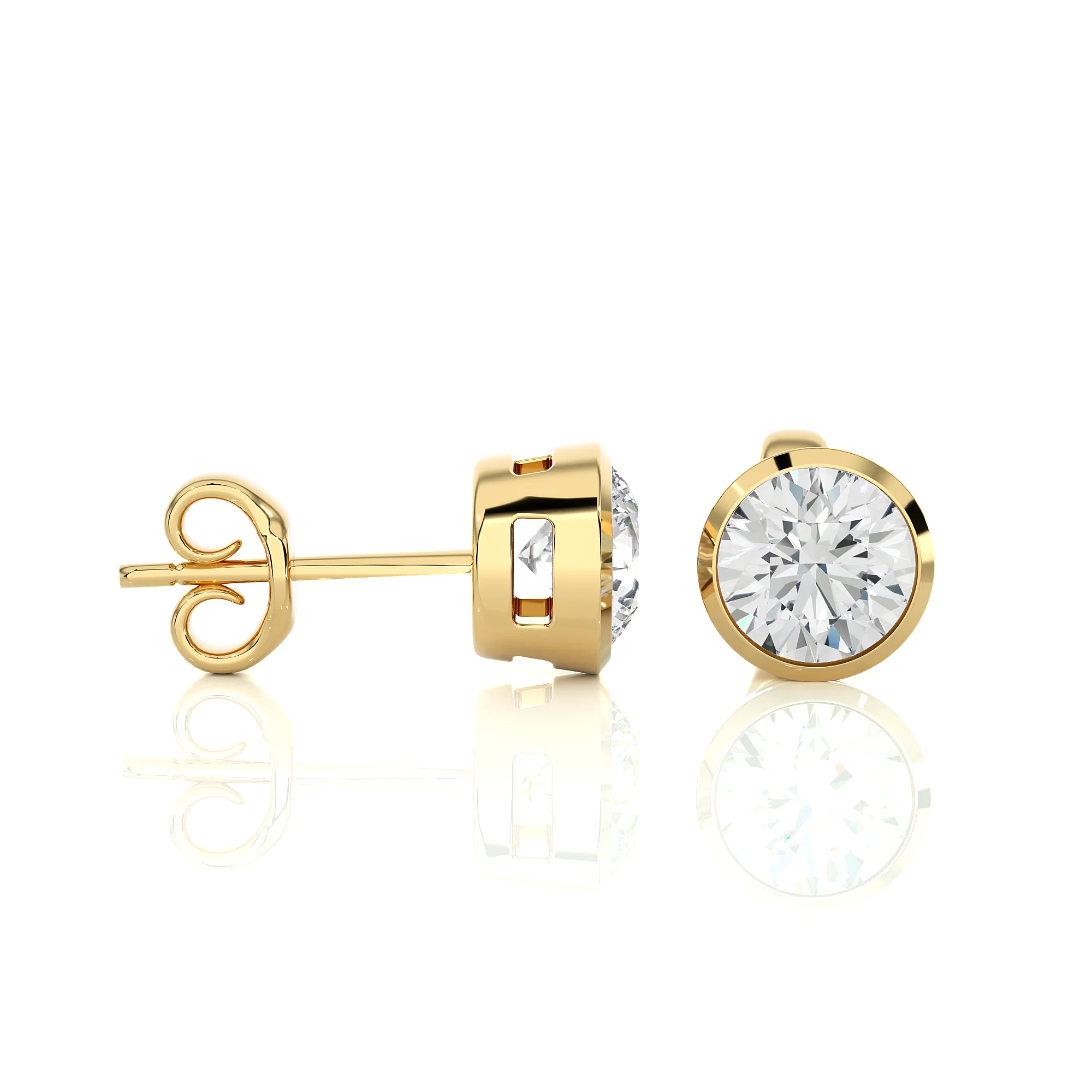 1 carat Diamond Bezel Studs Earrings