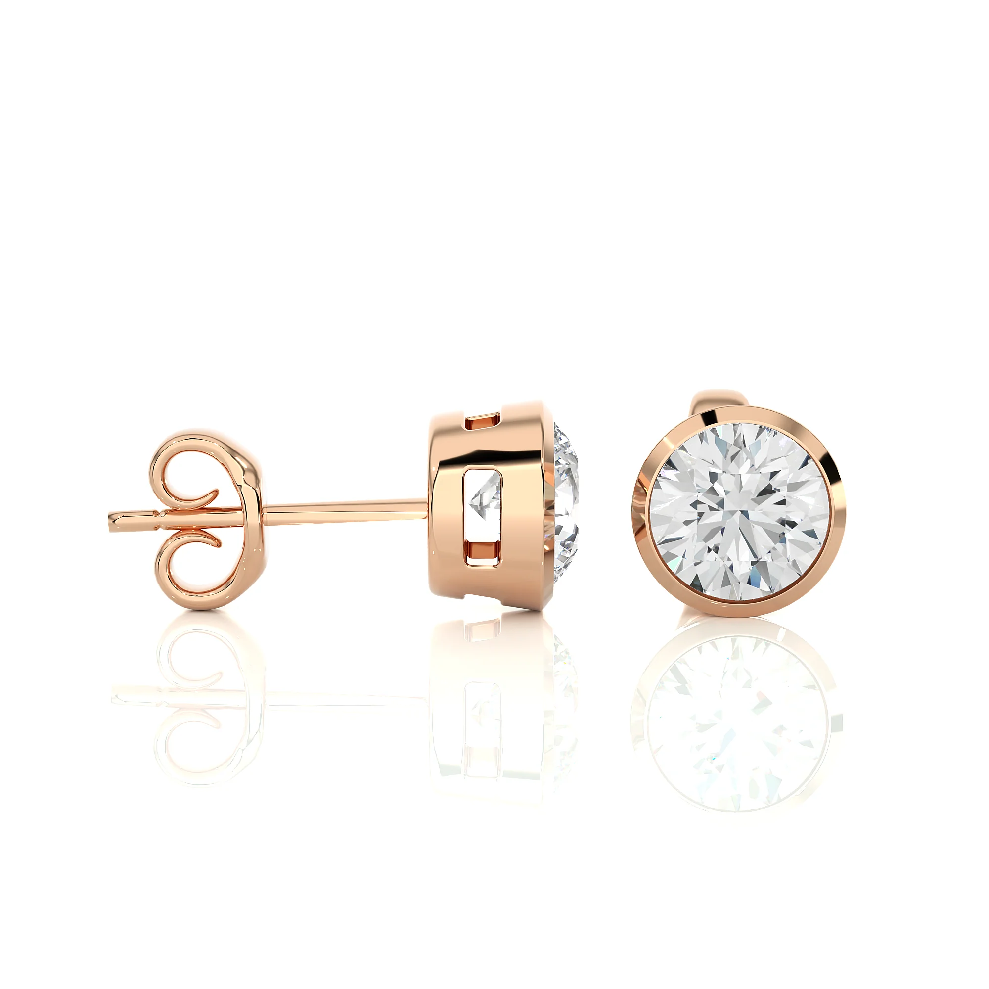 1 carat Diamond Bezel Studs Earrings