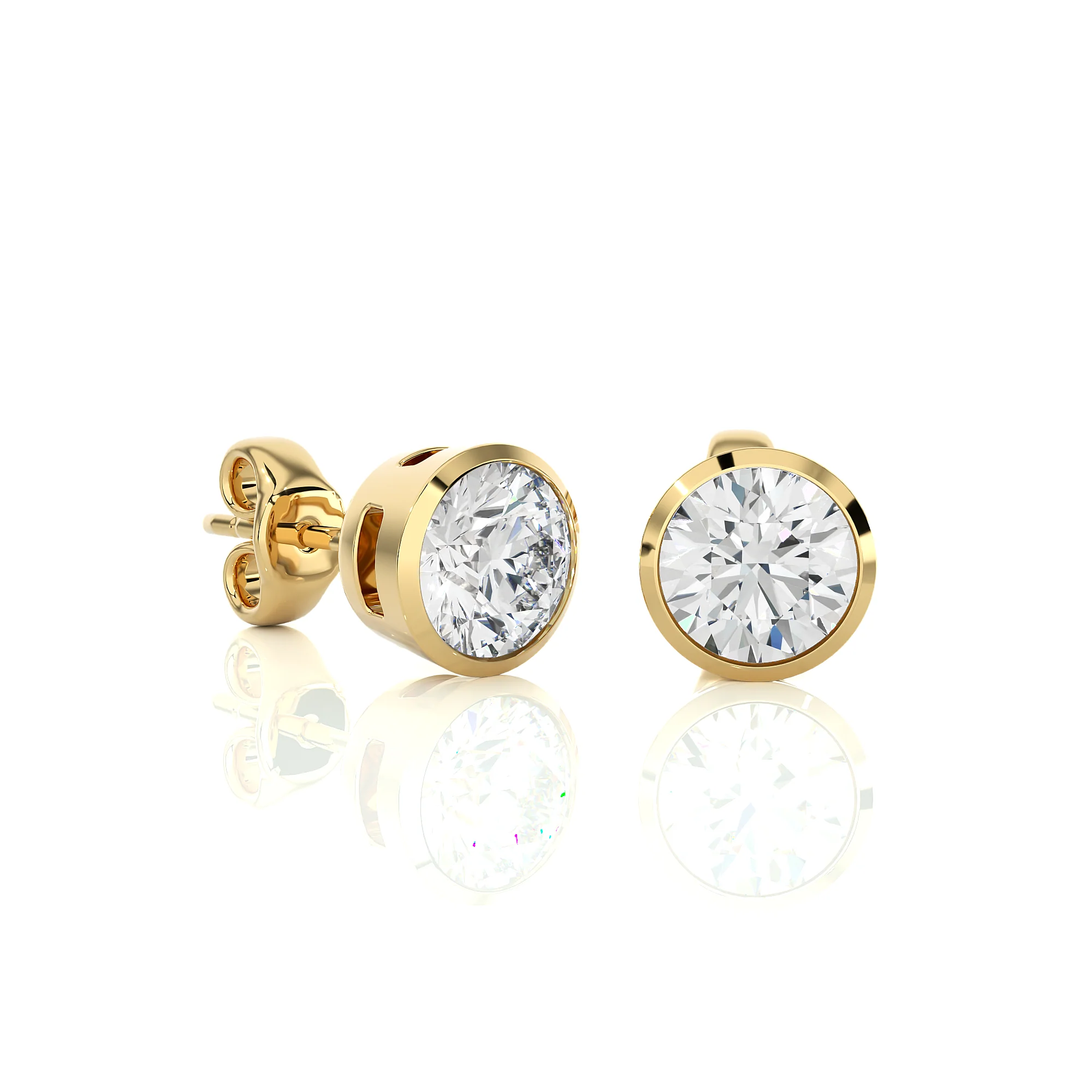 1 carat Diamond Bezel Studs Earrings