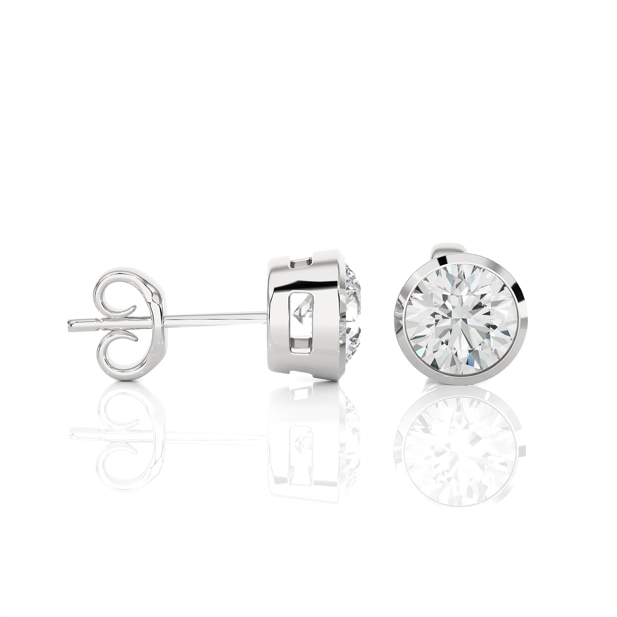 1 carat Diamond Bezel Studs Earrings