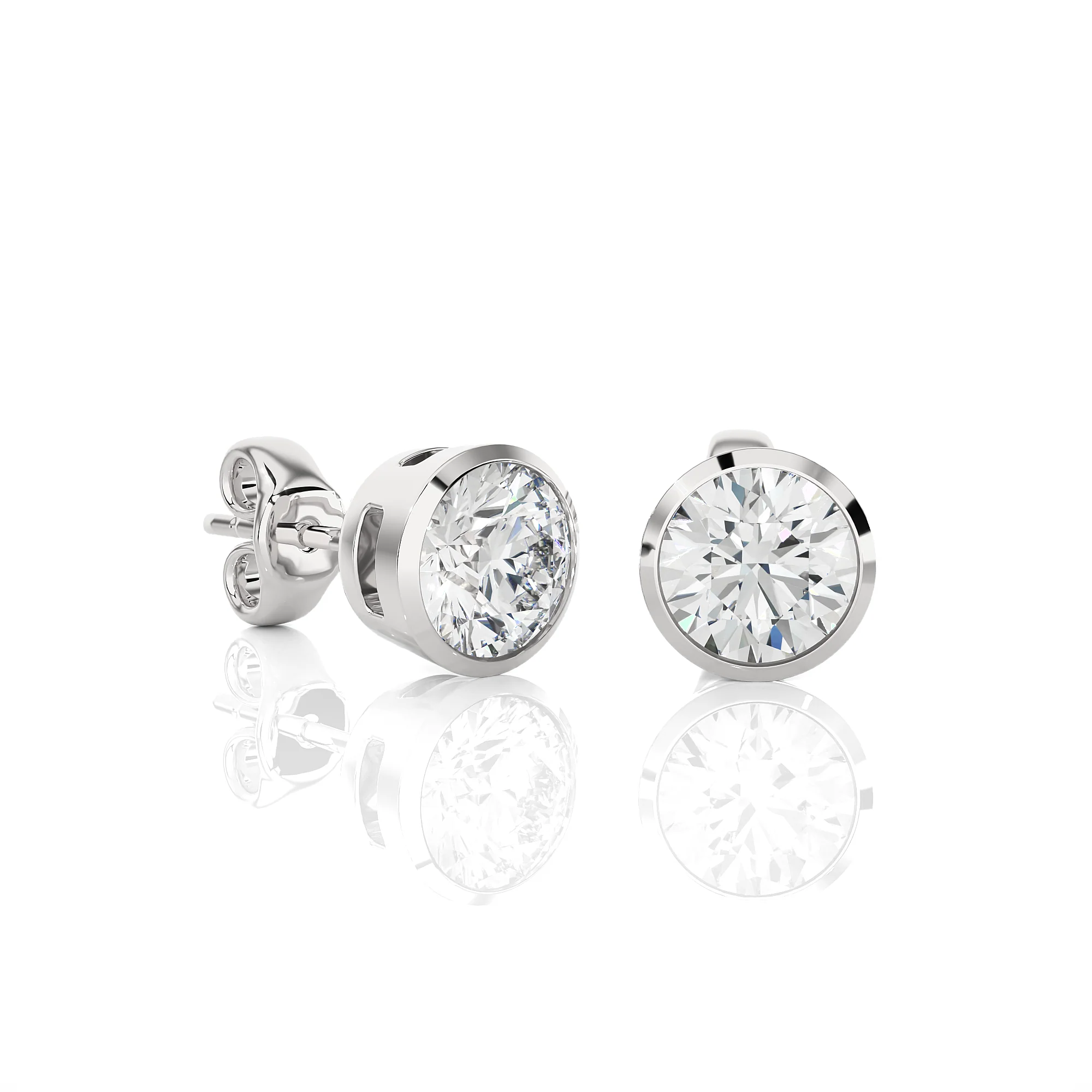 1 carat Diamond Bezel Studs Earrings